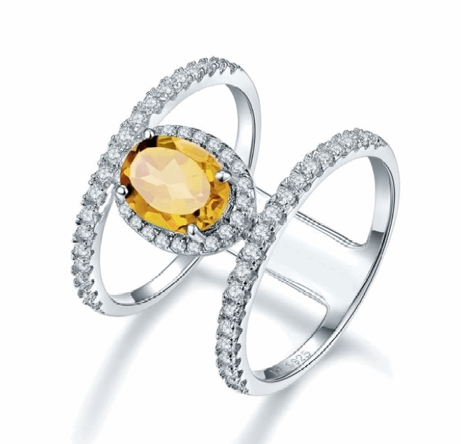 100% Natural Citrine 925 Sterling Silver Ring - curative-crystals