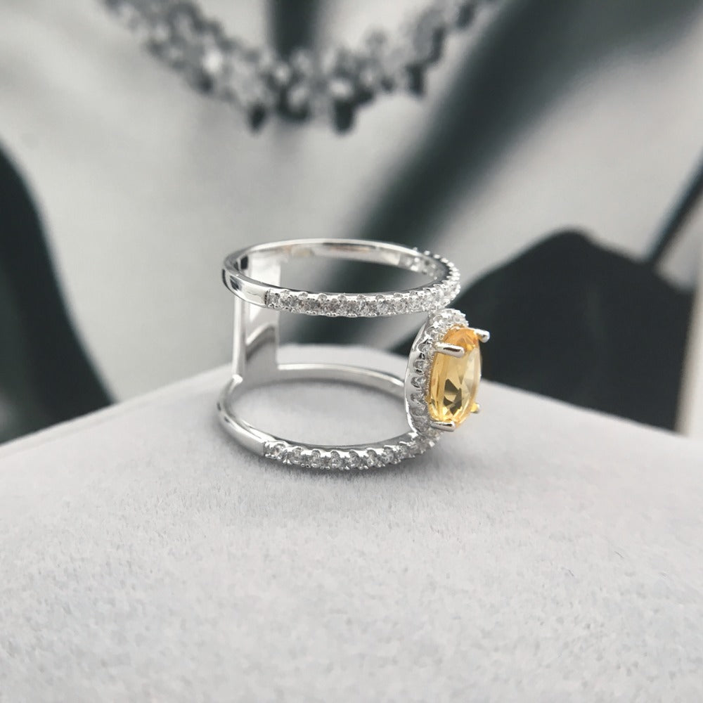 100% Natural Citrine 925 Sterling Silver Ring - curative-crystals