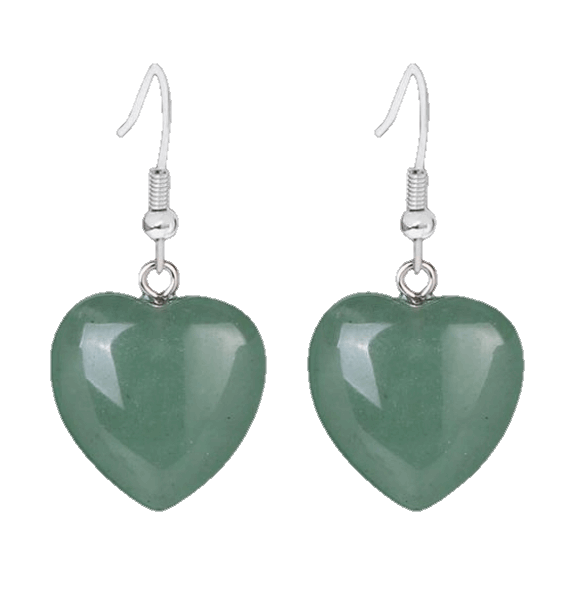 Natural Stone Heart Drop Earrings - curative-crystals