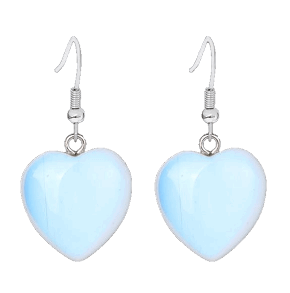 Natural Stone Heart Drop Earrings - curative-crystals