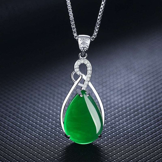 Sterling Silver Corundum Jade Pendant - curative-crystals