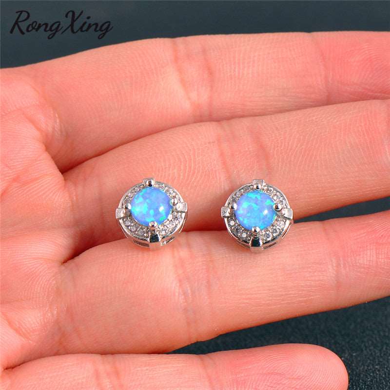 Fire Opal 925 Sterling Silver Stud Earrings - curative-crystals