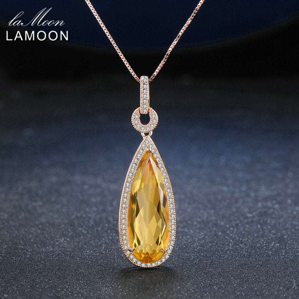 Natural TearDrop Citrine Pendant 925 Sterling Silver Necklace - curative-crystals