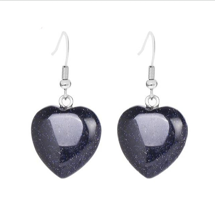 Natural Stone Heart Drop Earrings - curative-crystals