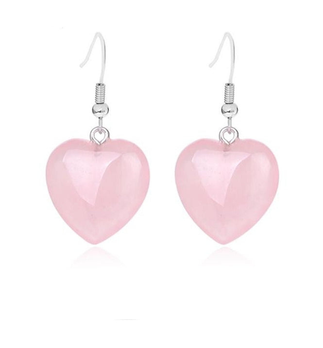 Natural Stone Heart Drop Earrings - curative-crystals