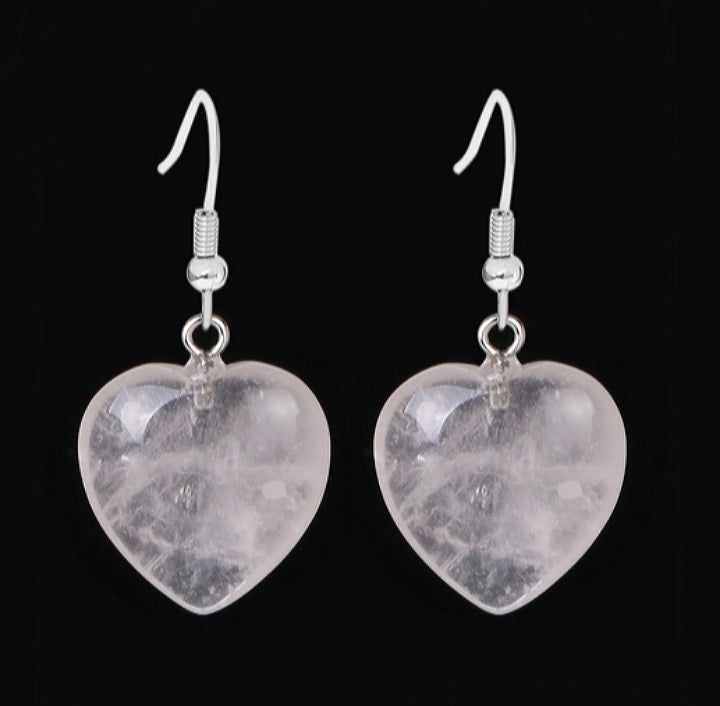 Natural Stone Heart Drop Earrings - curative-crystals