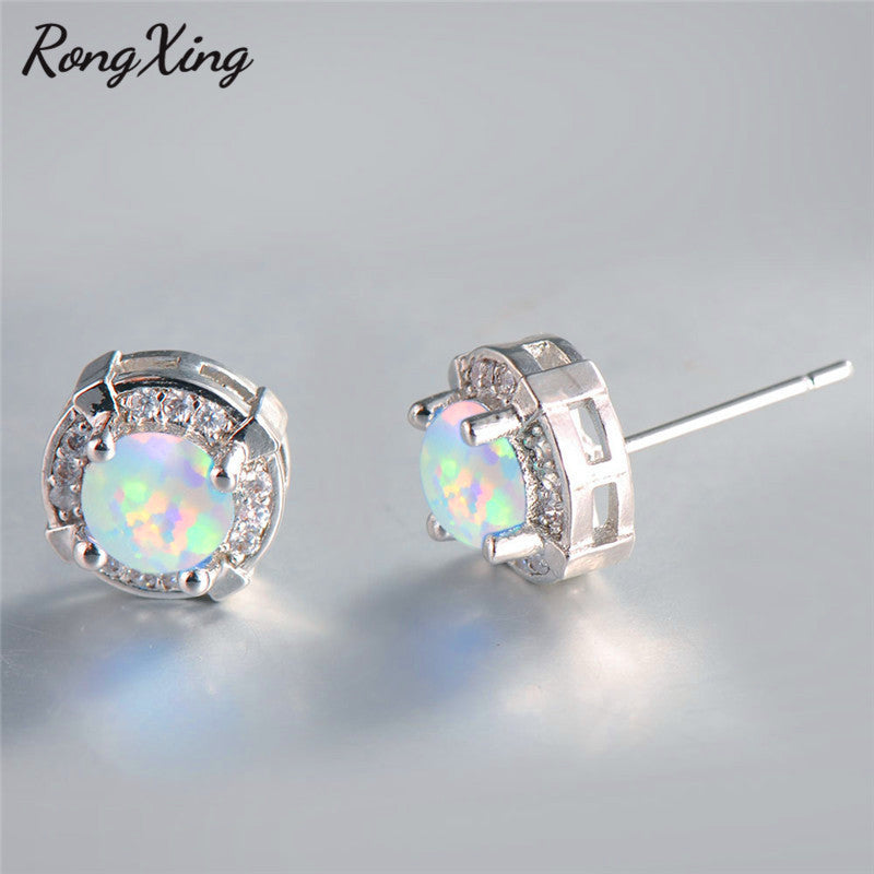 Fire Opal 925 Sterling Silver Stud Earrings - curative-crystals