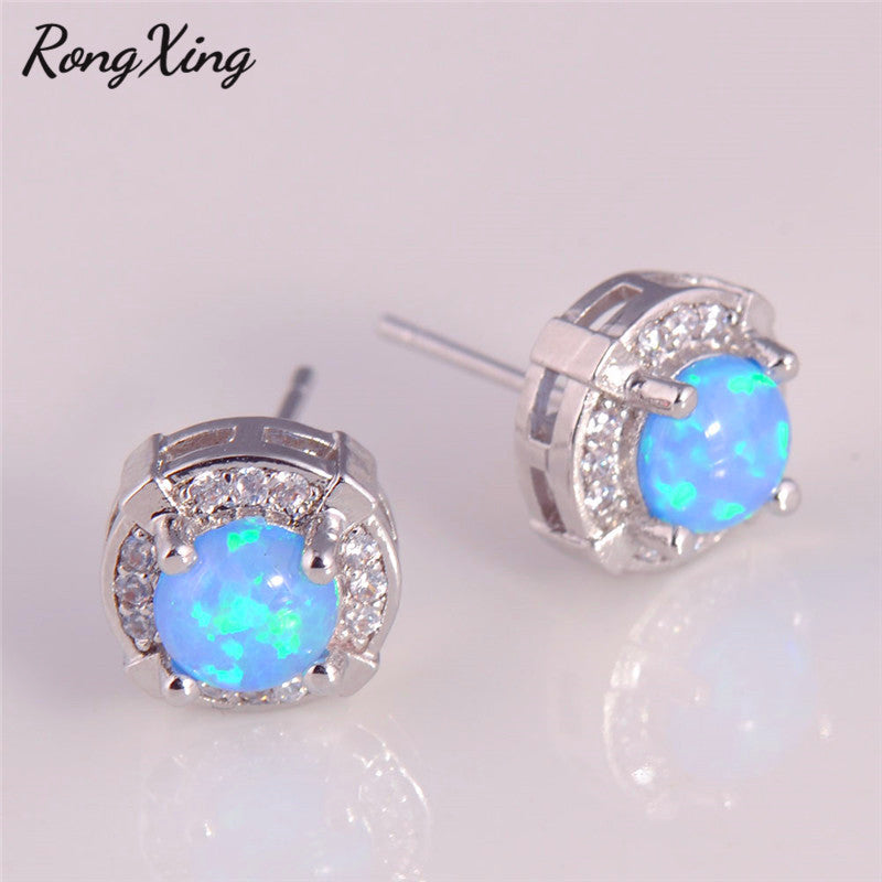 Fire Opal 925 Sterling Silver Stud Earrings - curative-crystals