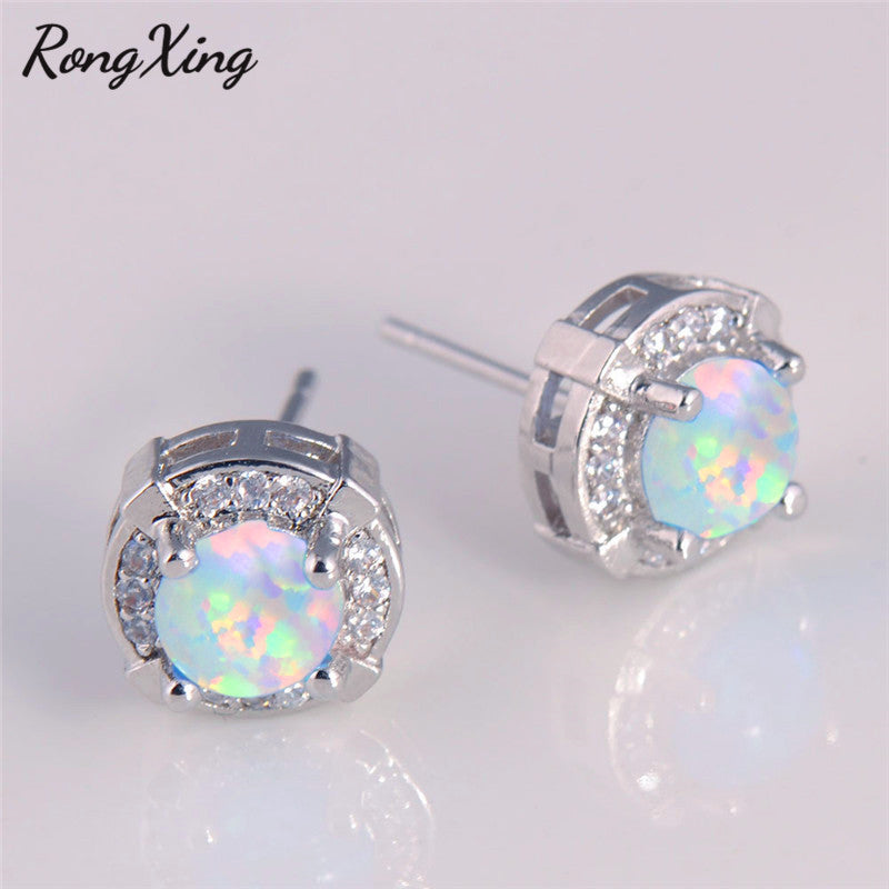 Fire Opal 925 Sterling Silver Stud Earrings - curative-crystals