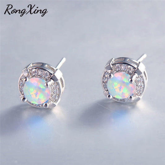 Fire Opal 925 Sterling Silver Stud Earrings - curative-crystals