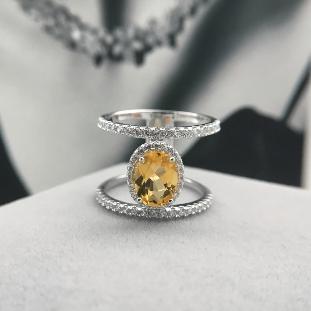100% Natural Citrine 925 Sterling Silver Ring - curative-crystals