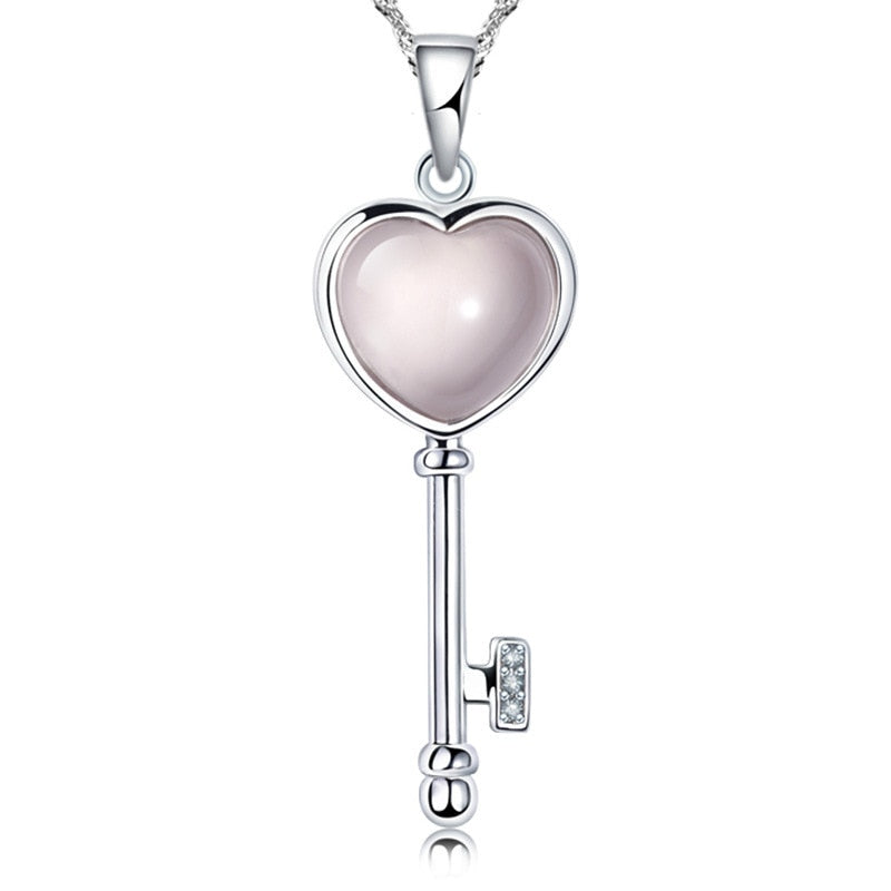 Rose Quartz Key Pendant - curative-crystals